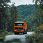 Freight truck operating on a Norwegian cross-border transport route